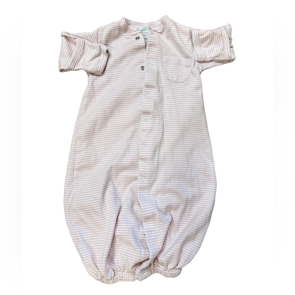 GUC Kissy kissy simple pink stripes converter newborn gown size small-0-3 months